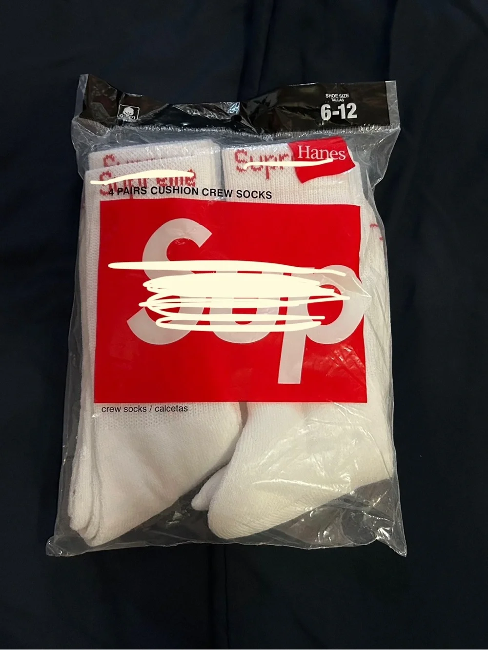 Hanes White Crew Cushion Socks – 4 Pairs
